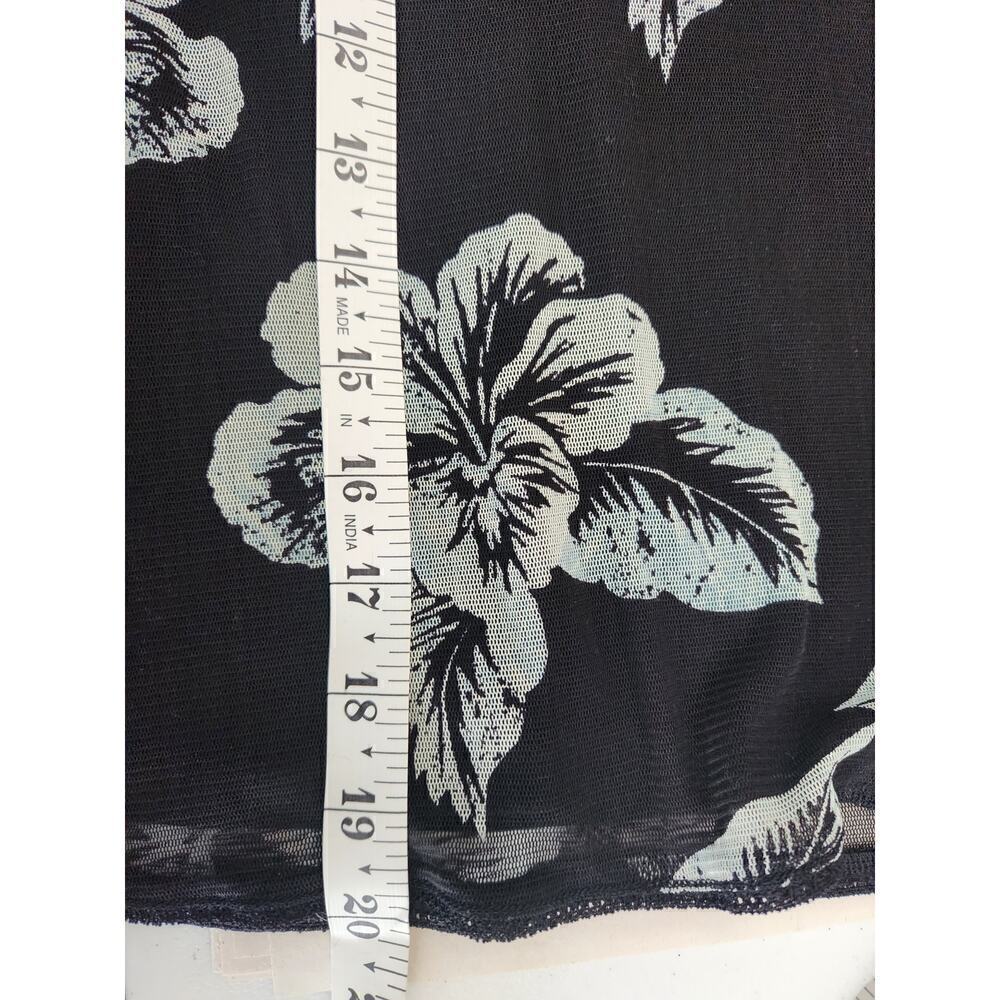 Tommy Bahama silk mesh blouse L lined sheer sleeves palm print Babydoll Y2k Boho - Picture 8 of 9